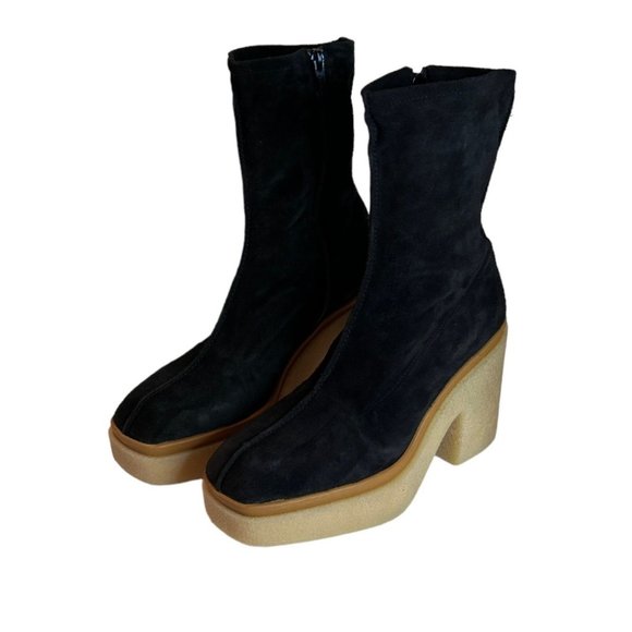Free People Gigi Black Suede Ankle Bootie Platform Size US 11 NWOB - Picture 2 of 7